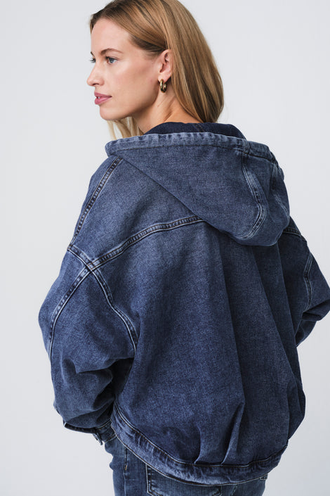 Jessie faded hood jacket | Summer Blue