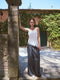 Amina silk top whit lace trim | White