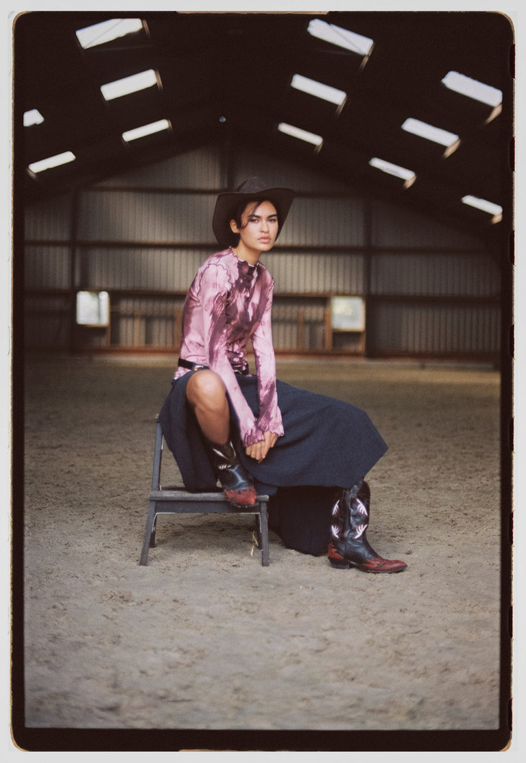 Janette allover print top | Allover Bordeaux