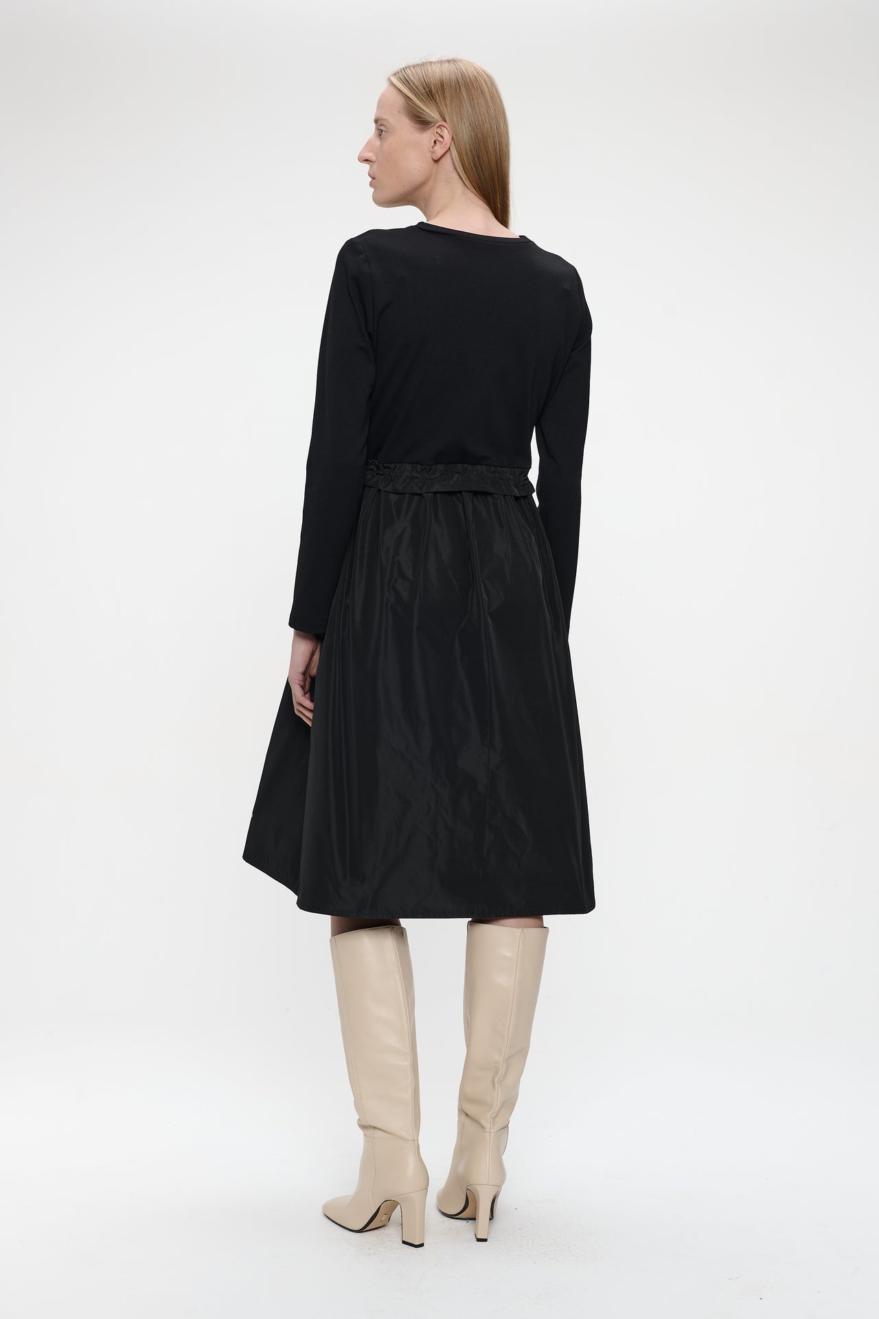 Ester mix cotton taffeta dress Ester mix cotton taffeta dress | Black