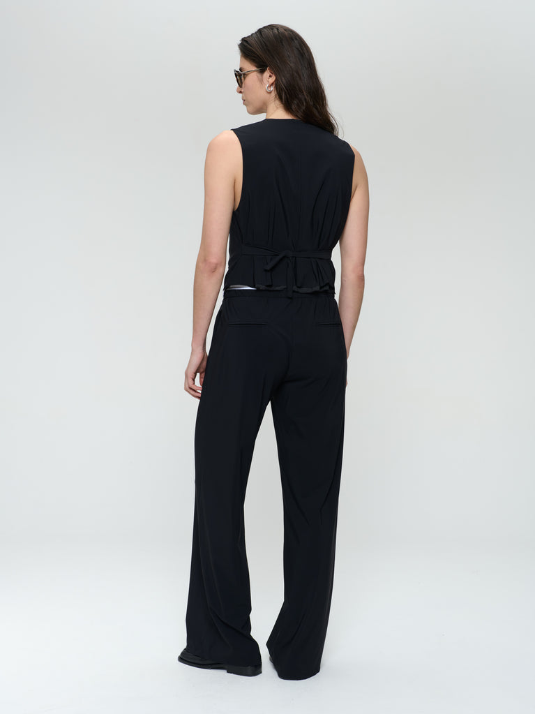 Kay stretch technical jersey vest | Black