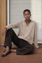 V-neck dyed viscose pullover NB2310 | Camel