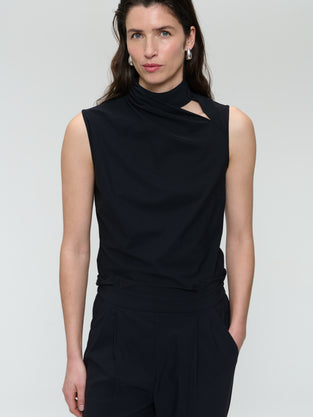 Naomi stretch technical jersey top | Black