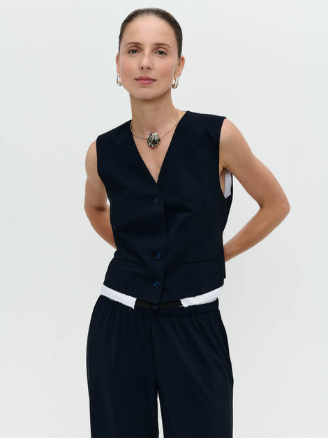 Kay stretch technical jersey vest | Blue