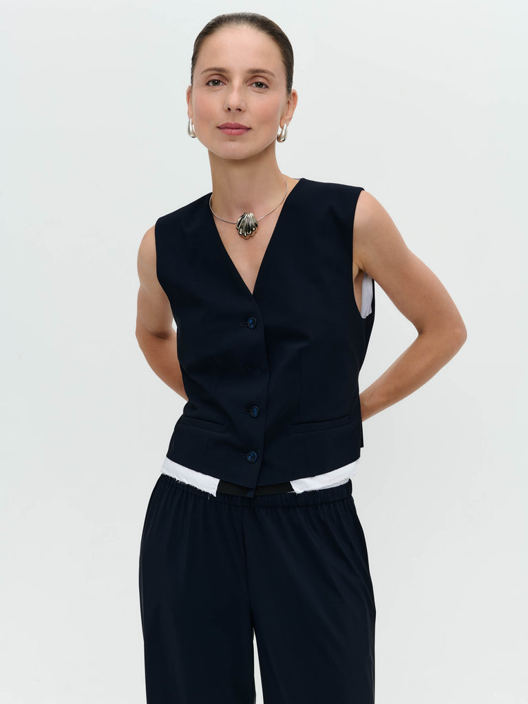 Kay stretch technical jersey vest | Blue