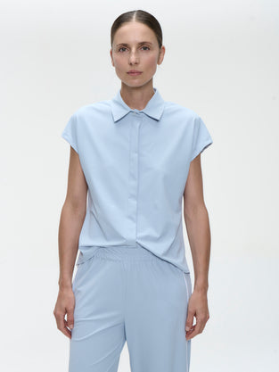 Wilma structure tech jersey blouse | Light Blue