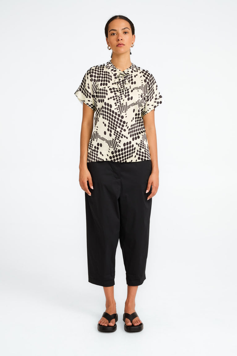 Lucca printed stretch viscose top | White