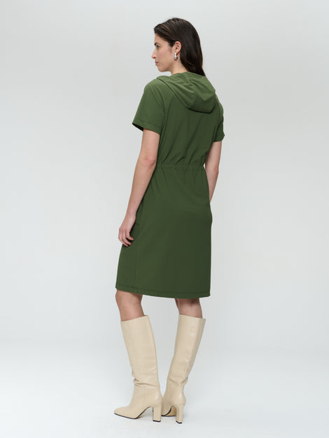 Evi stretch technical jersey dress | Oliva green