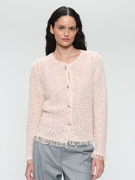 Jacquard cotton knitted blazer 9026 | Rose