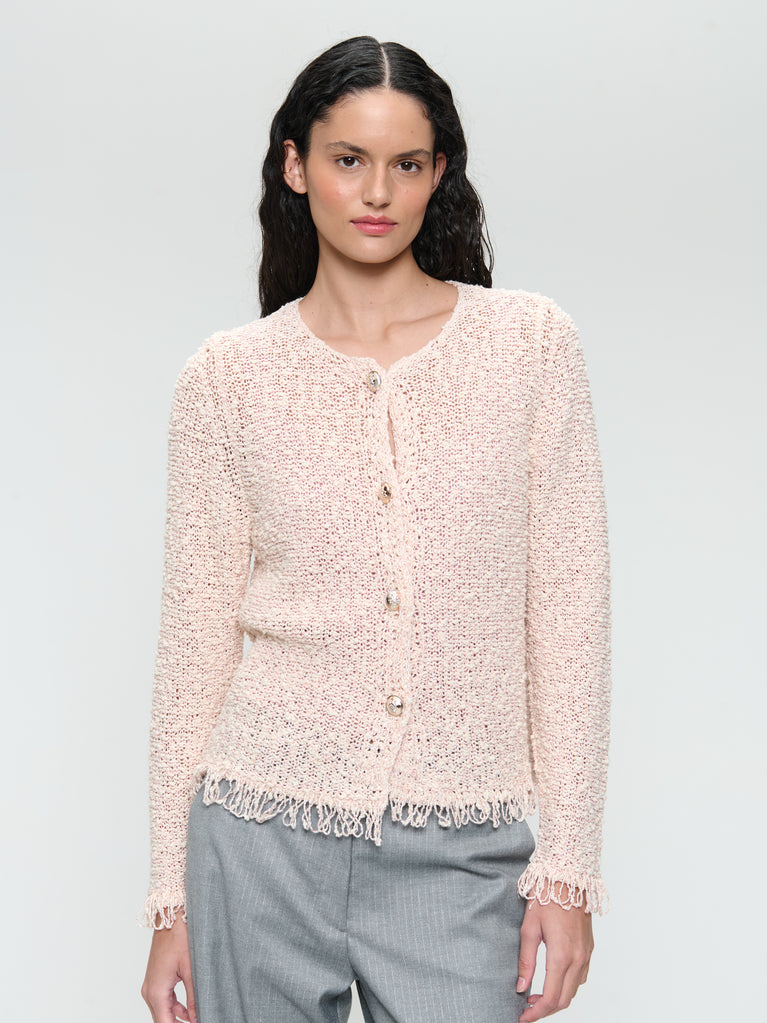 Jacquard cotton knitted blazer 9026 | Rose
