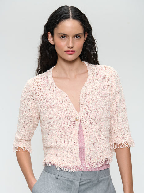 Jacquard cotton knitted blazer 9025S | Rose