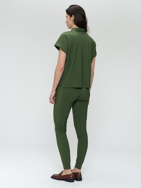 Lucca stretch technical jersey top | Oliva green