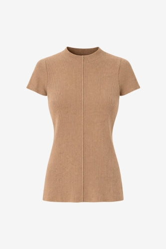 Rina rib knit top | Camel