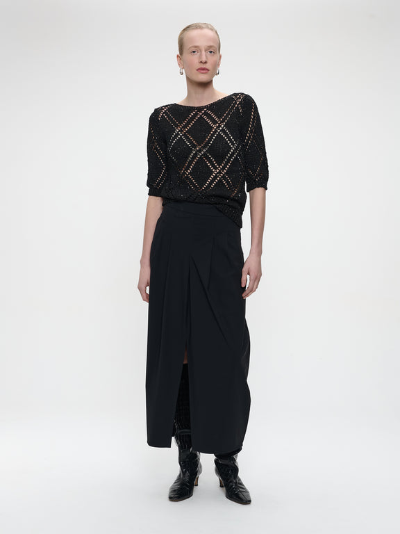 Openwork top with sequins 9040 | Black