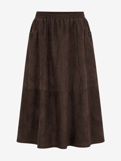 Isla suede effect skirt | Dark Brown