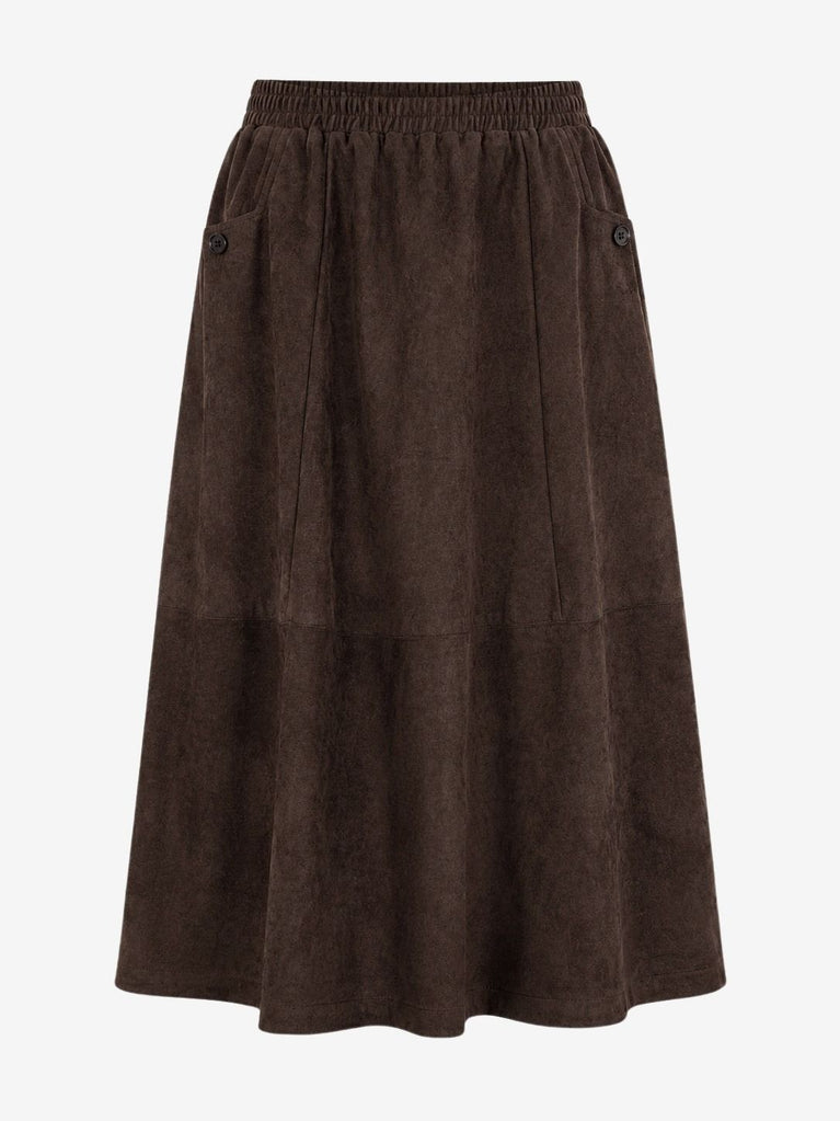 Isla suede effect skirt | Dark Brown