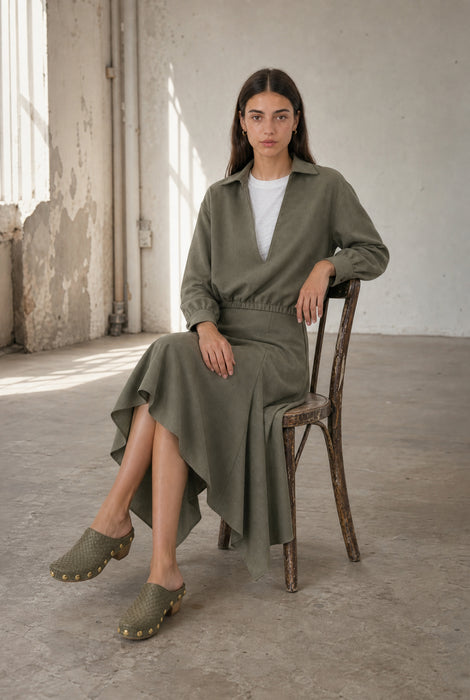 Dina viscose double blouse | Green
