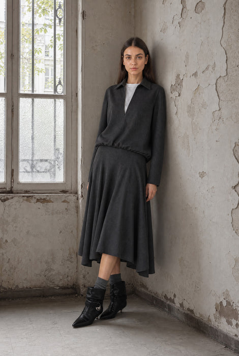 Dina viscose double blouse | Anthracite