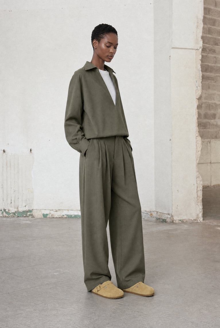 Sloan viscose pleated pants | Green