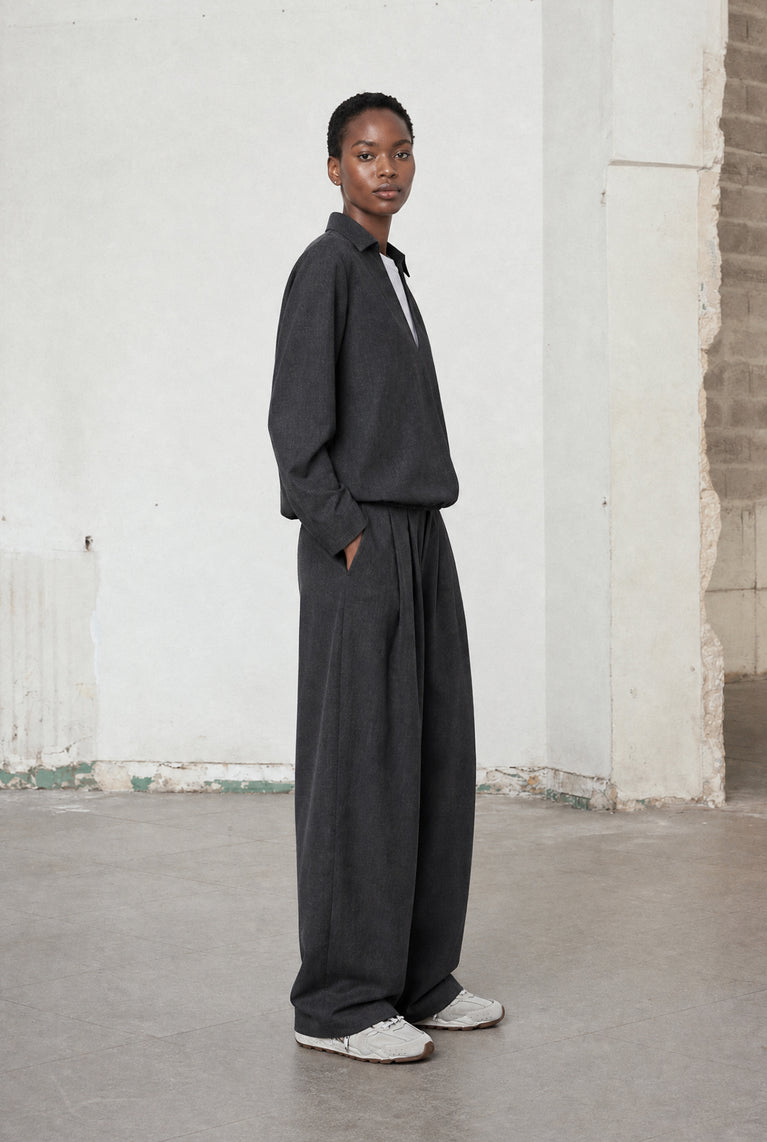 Sloan viscose pleated pants | Anthracite