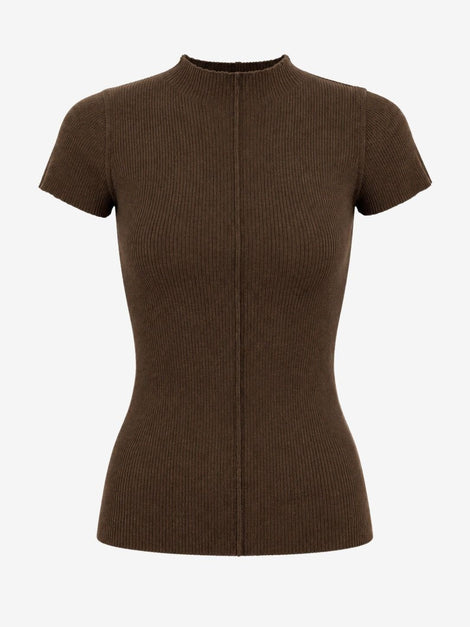 Rina rib knit top | Brown