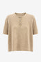 Moon plain knit top | Beige Melange