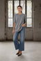 Rora plain knit long top | Grey Melange