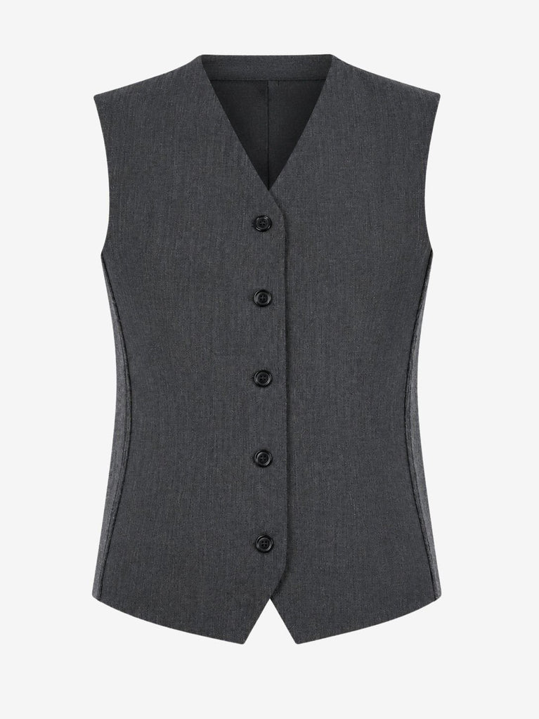 Oda back knitted viscose vest | Grey