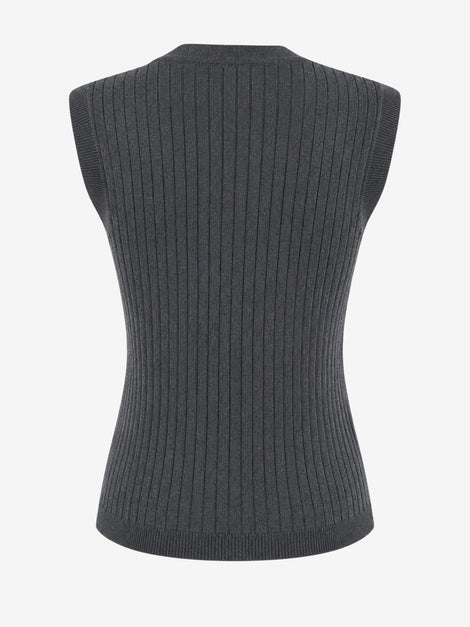 Oda back knitted viscose vest | Grey