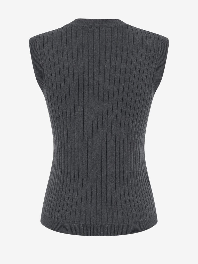 Oda back knitted viscose vest | Grey
