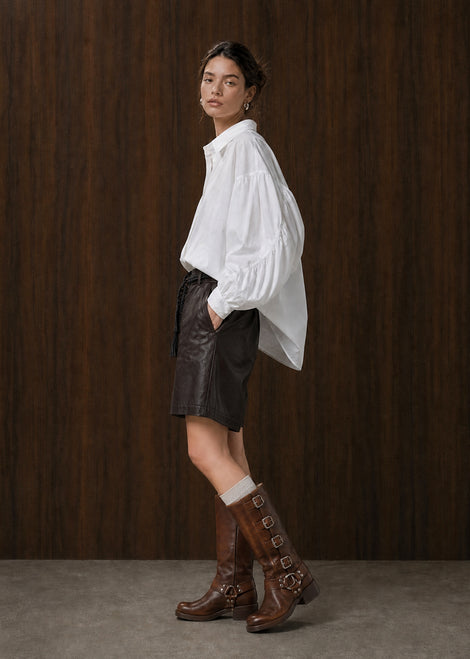 Sola eco leather bermuda shorts | Dark Brown