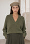 V-neck melange pullover 26553 | Green