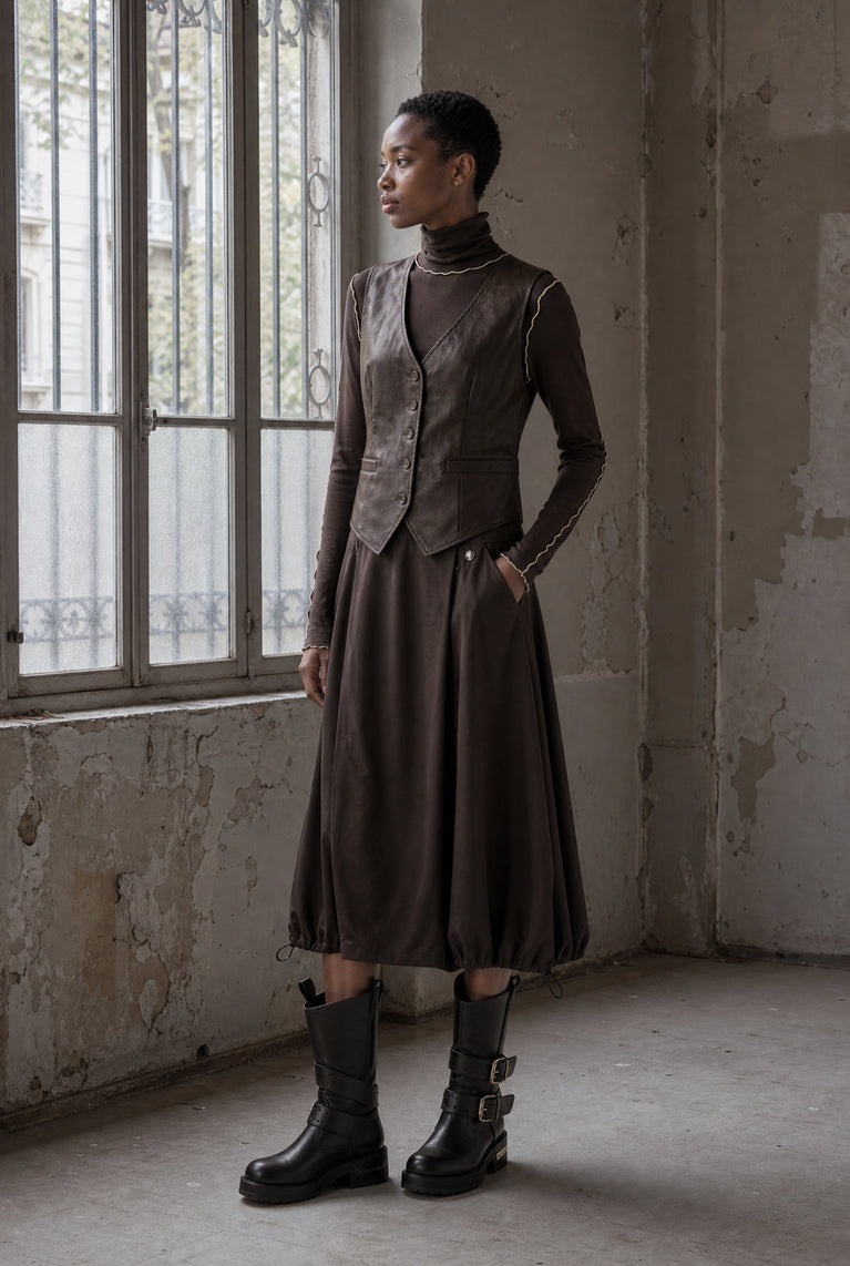 Albina skirt technical jersey | Chocolate