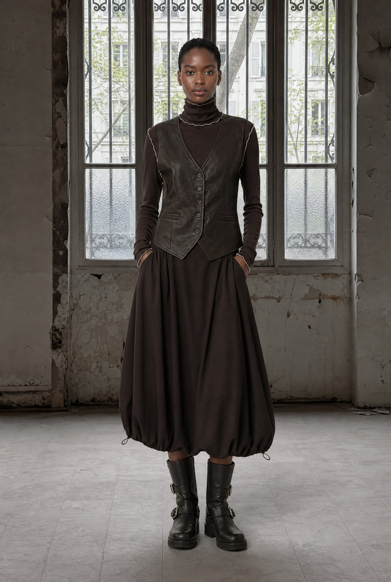 Albina skirt technical jersey | Chocolate