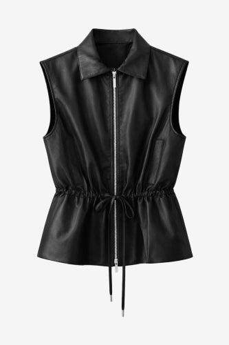 Alora eco leather vest | Black
