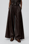 Sienna eco leather wide-leg pants | Dark Brown