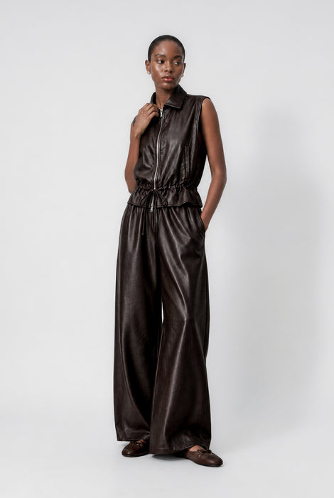 Alora eco leather vest | Dark Brown
