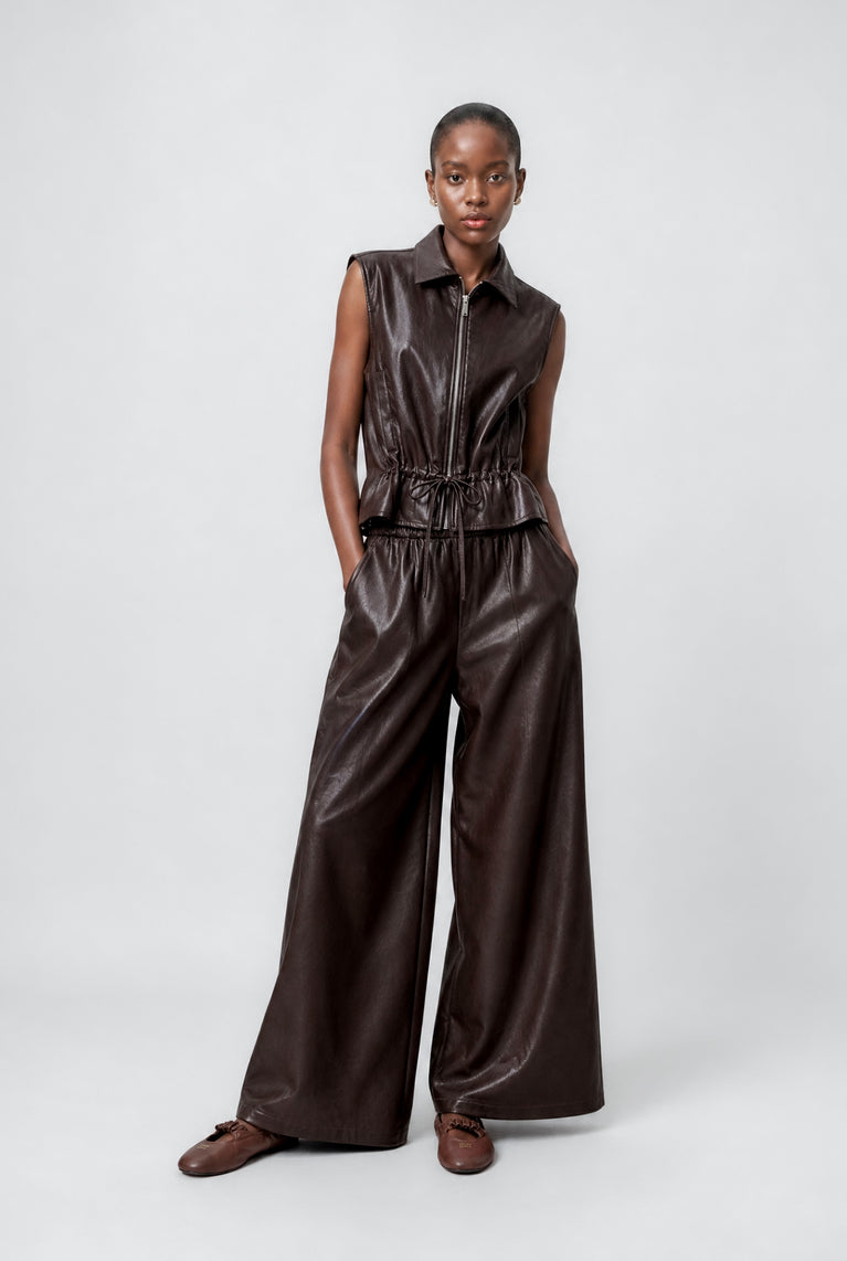 Alora eco leather vest | Dark Brown