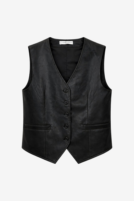 Arian eco leather vest | Black