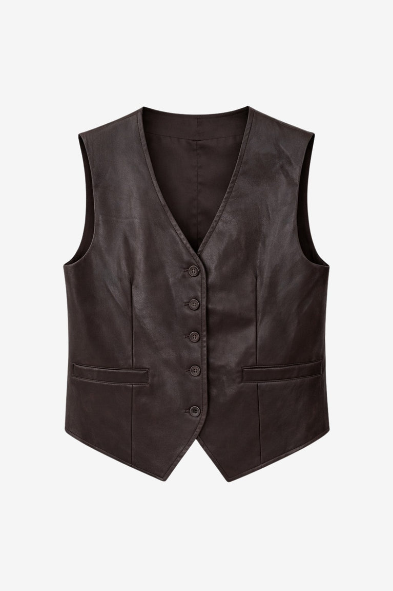 Arian eco leather vest | Dark Brown