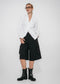 Asymmetric wrap poplin blouse | White