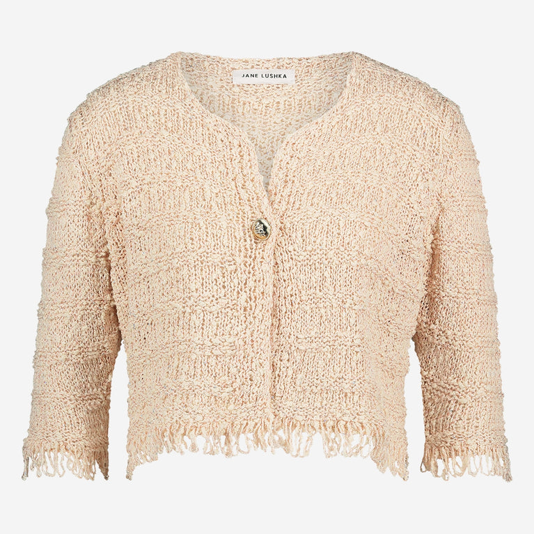 Jacquard cotton knitted blazer 9025S | Rose