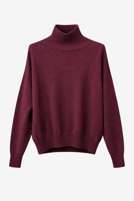 Cashmir wool polo pullover W1165 | Bordeaux