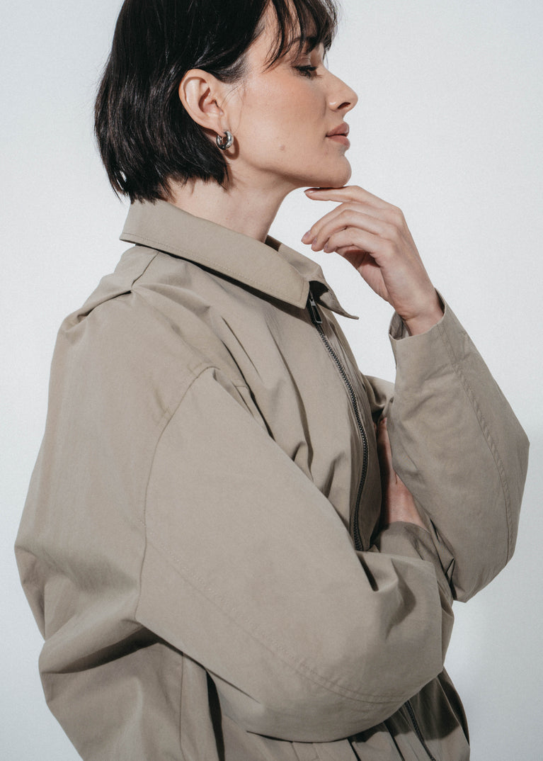 Blaze pleated bomber jacket | Grayish Green