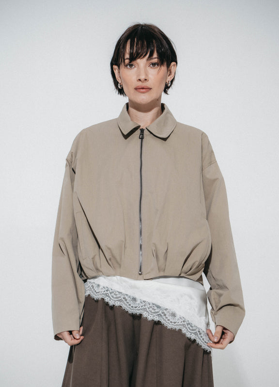 Blaze pleated bomber jacket | Grayish Green