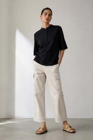 Damiana stretch technical jersey top | Black