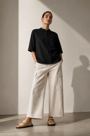 Damiana stretch technical jersey top | Black