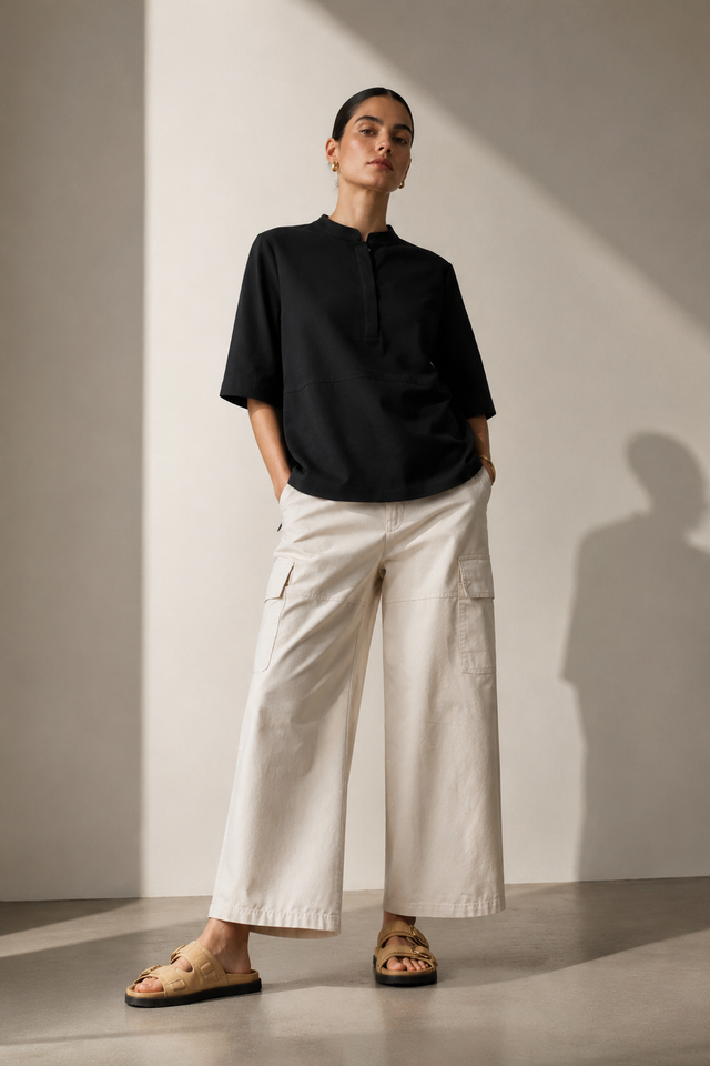 Damiana stretch technical jersey top Damiana stretch technical jersey top | Black