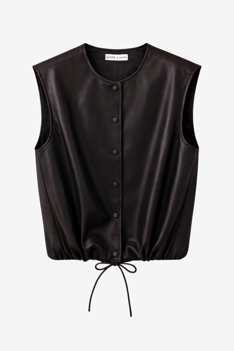 Clare eco leather vest | Dark Brown