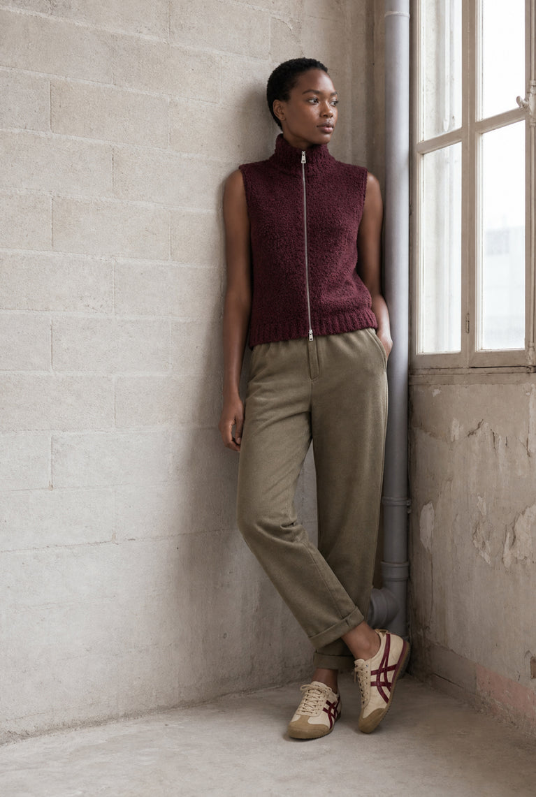 Vest Boucle long zip | Bordo